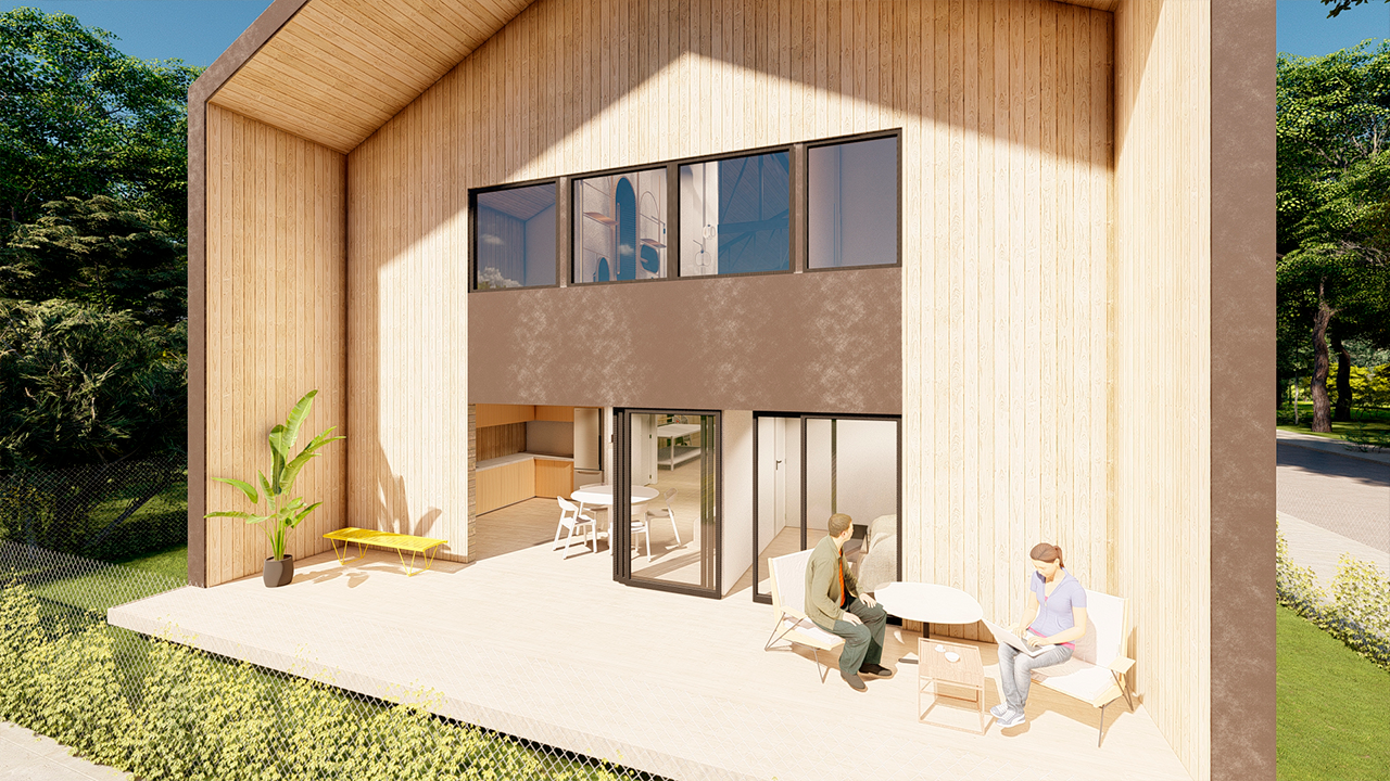 Espacio interior de casa galpón de arquitectura contemporánea en Cañuelas