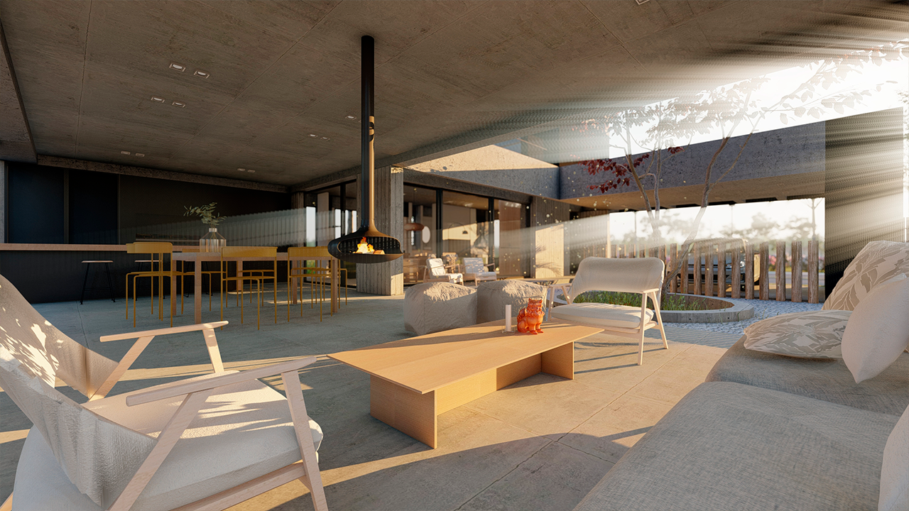 Fachada principal de vivienda unifamiliar proyectada por Estudio Fernández Long & asociados en Puerto Nizuc